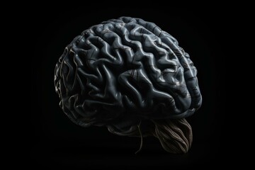 Black background with a brain shape. Generative AI