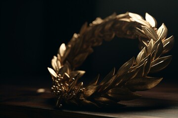Antique golden laurel wreath. Generative AI