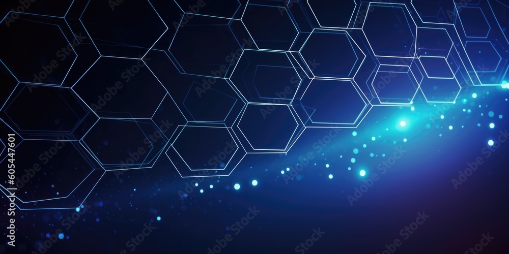 Aufkleber blue hexagon technology abstract background. generative ai aig21.