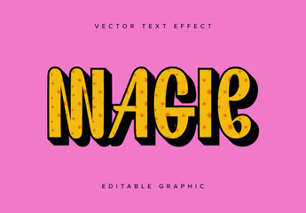 Yellow 3d Text Effect with Star Pattern Details 