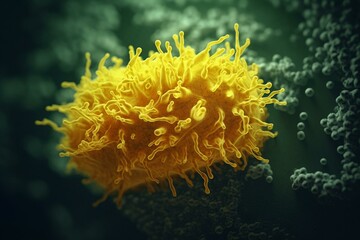 Fototapeta na wymiar Basic illustration of single-cell organism nitella in yellow. Generative AI
