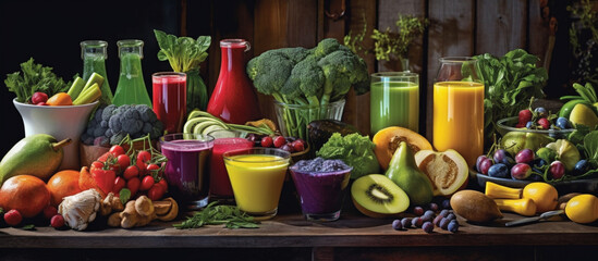 Obraz na płótnie Canvas Fresh mixed fruits juice and smoothie