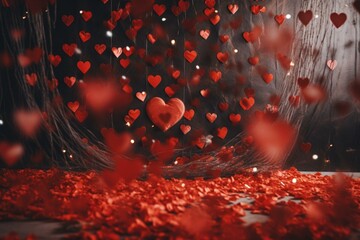Heart-filled backdrop for Valentine's Day celebration. Generative AI