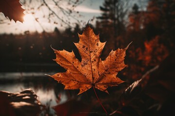 Name of Canadian city Penetanguishene in Ontario province with a photo of Canadian maple leaf. Generative AI