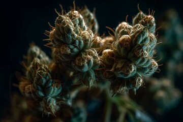 Naklejka na ściany i meble Fresh cannabis flower buds. Generative AI