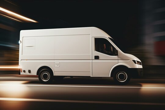 Fast white delivery truck illustrated. Generative AI