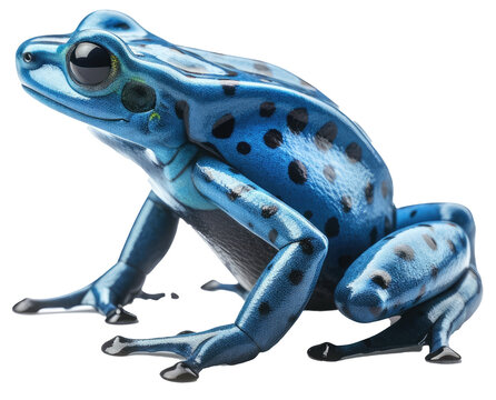 Blue poison dart frog isolated on white background as transparent PNG, generative AI animal