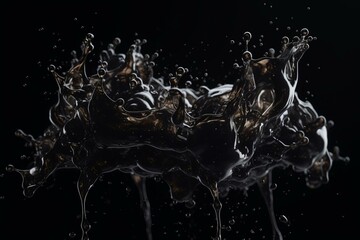 Abstract black background with splashing water. Generative AI