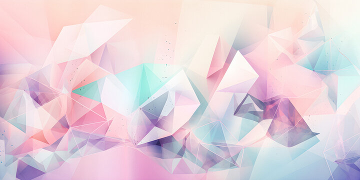 Soft focus dreamy pastel color background with copy space, geometric shapes, triangles, presentation background