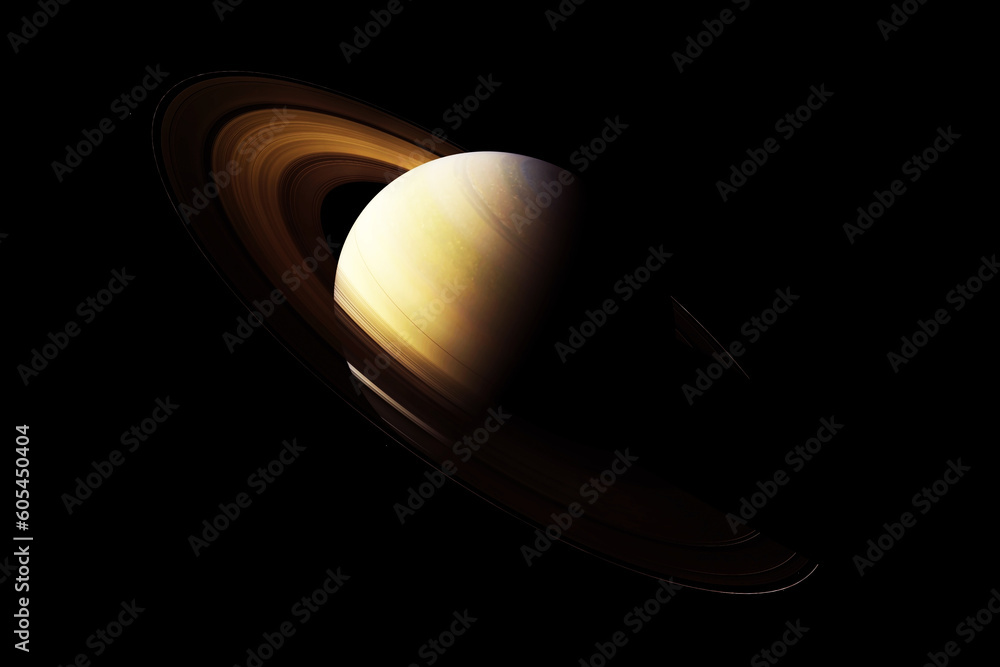 Sticker planet saturn in dark space. elements of this image furnishing nasa.