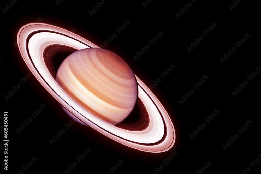 Sticker planet saturn in dark space. elements of this image furnishing nasa.
