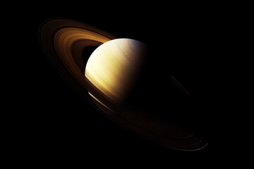 Planet Saturn in dark space. Elements of this image furnishing NASA.