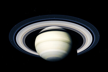 Planet Saturn in dark space. Elements of this image furnishing NASA.