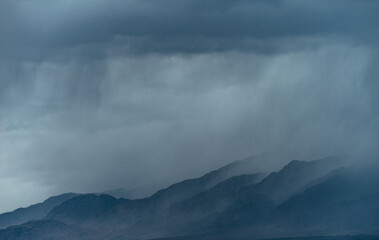 Dark storm clouds over the mountains