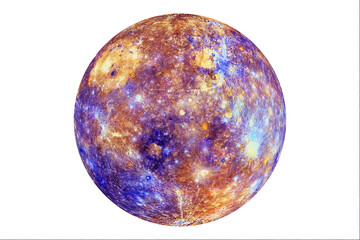 Planet Mercury isolated on white background. Elements of this image furnishing NASA.