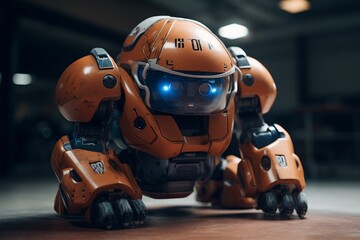 A football team represented by a robotics mascot in Indianapolis. Generative AI