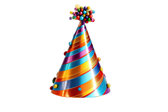 Festive party hat on a white transparent background created with Generative AI technology