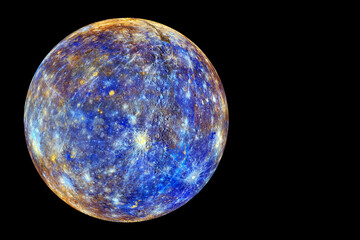 Planet Mercury, on a dark background. Elements of this image furnishing NASA.