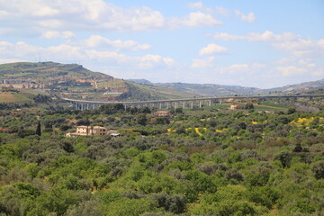 Green landscape around Agrigento in spring, Sicily Italy