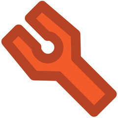 Wrench tool, often used as a plumbing tool in bold line design icon