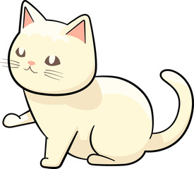 Cartoon cute lazy cat with outline