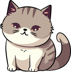 Cartoon cute lazy cat with outline
