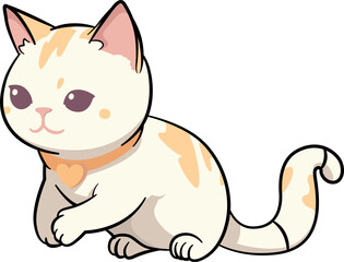 Cartoon cute lazy cat with outline