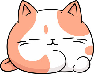 Cartoon cute lazy cat with outline