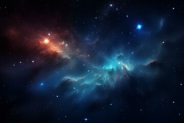 Obraz na płótnie Canvas Blue galaxy nebula with glowing stars. Illustration background. Generative AI