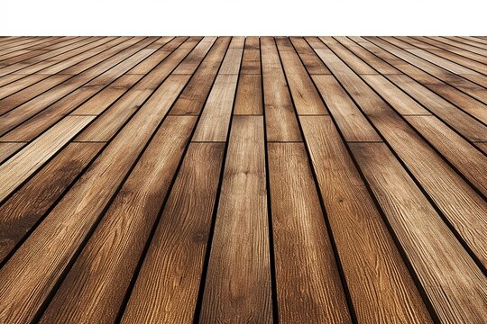 wood deck isolated on white background. AI generated