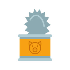 Canned food icon. Open tin can with lid. Ration for military or tourists.