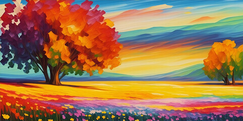 Morning meadow. AI generated illustration