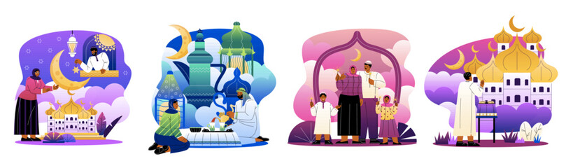 Set of Ramadan illustrations