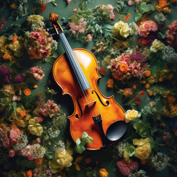 Violin with Flowers, AI