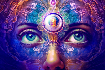 occult spiritual magical esoteric eye, intuitive vision, made with Generative AI