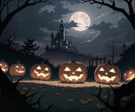 halloween background with pumpkins.Created with Generative AI