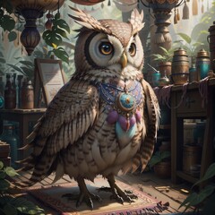 Owl with clothes. Created with Generative AI