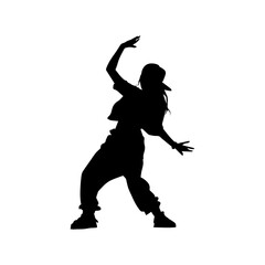 Vector illustration. Hip hop dancer silhouette. Girl on the move.