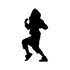 Fototapeta premium Vector illustration. Hip hop dancer silhouette. Girl on the move.