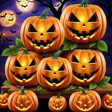 Halloween Pumpkins background .Created with Generative AI
