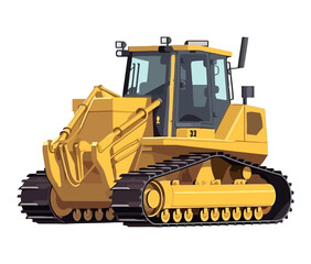 Yellow bulldozer machinery construction © djvstock