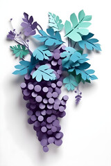 Abstract Graphic Paper Cut Style Grapes of Purple and Blue.