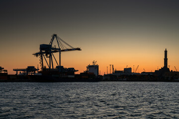 Fototapeta na wymiar industrial harbor of Genoa Italy