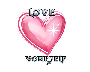 hand drawing heart design and brush contour vector art