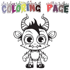 Cute Monster Black And White Illustration For Coloring Page And Coloring Page Kids Vector, White Background Halloween Monsters 