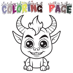Fototapeta premium Cute Monster Black And White Illustration For Coloring Page And Coloring Page Kids Vector, White Background Halloween Monsters 
