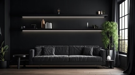 black modern living room