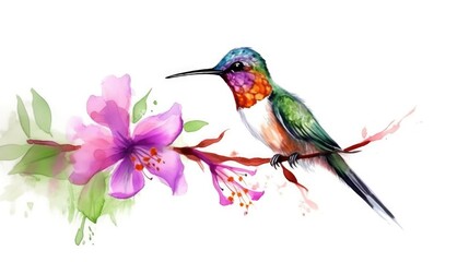 bird on branch watercolor illustration