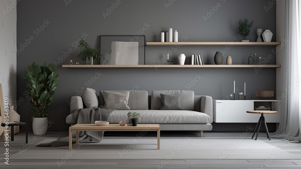 Wall mural modern living room with sofa