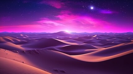 Early sunrise in the desert purple color. 